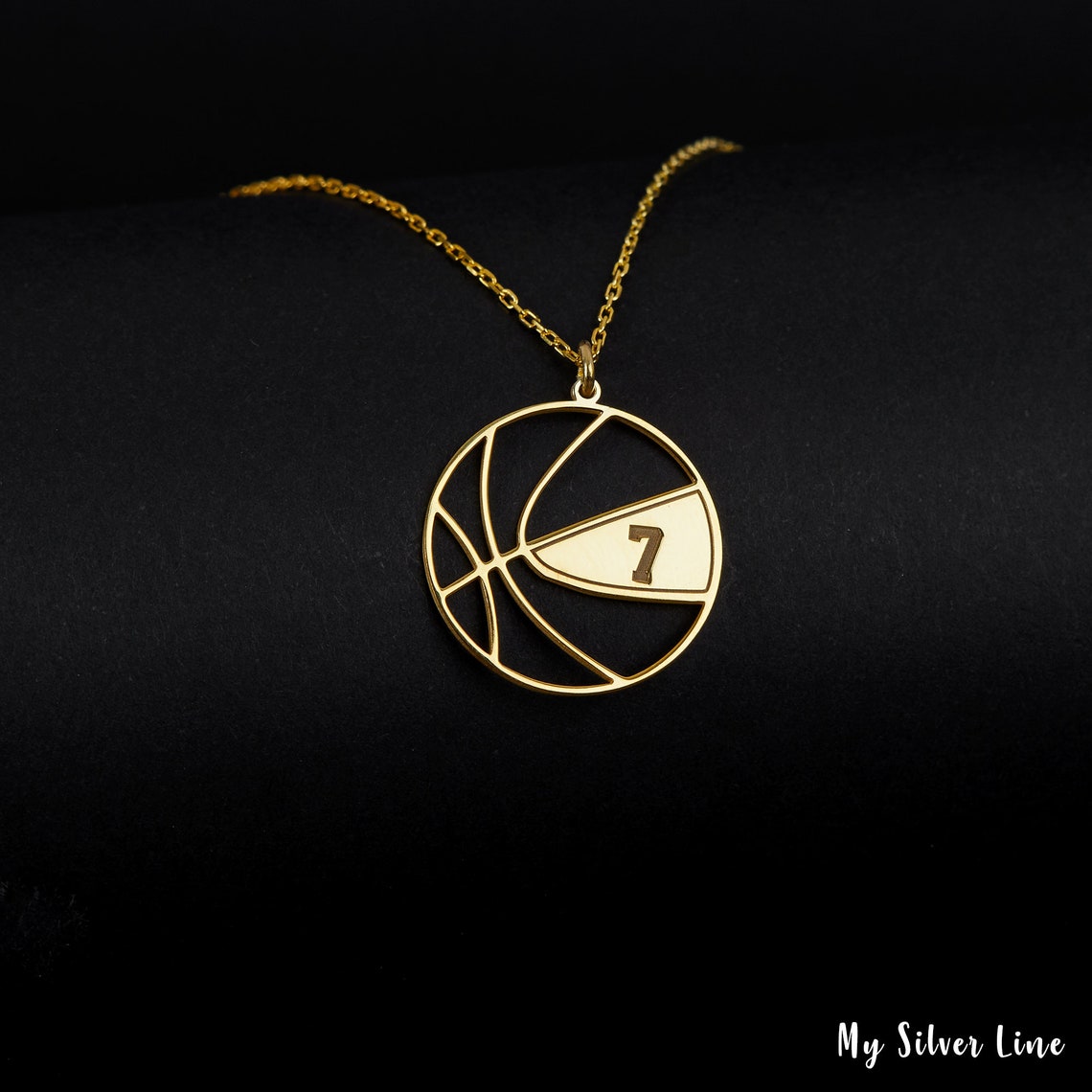 Basketball Necklace in Sterling Silver Basketball Pendant Etsy