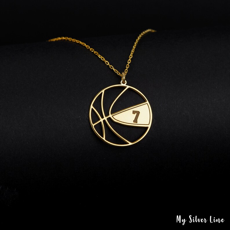 Basketball Necklace in Sterling Silver Basketball Pendant Etsy