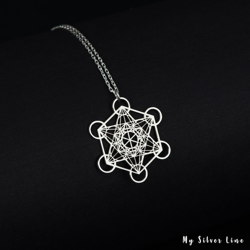 Metatron Necklace in Sterling Silver, Metatron Pendant, Sacred Geometry Jewelry, Metatron Cube Pendant, Spiritual Necklace, Gift for Yoger image 5