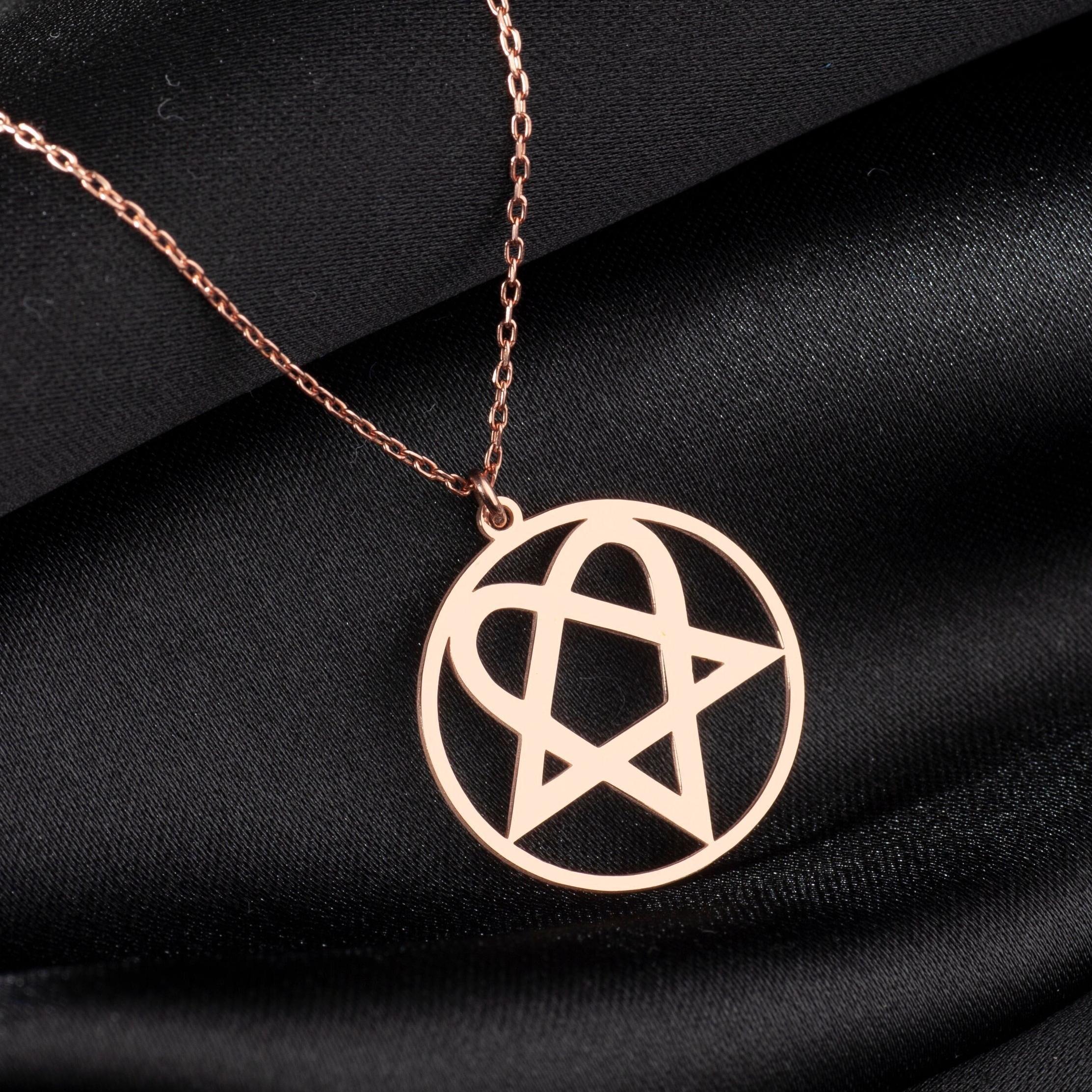 Heartagram Necklace in Sterling Silver, Heart Pentagram Heartagram Necklace in Sterling Silver, Heart Pentagram