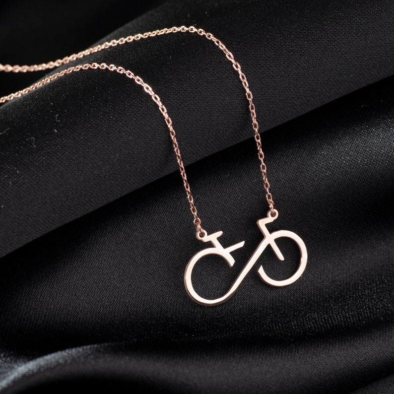 Infinity Bicycle Necklace, Sterling Silver Bicycle Pendant, Biking Inspired Charm, Cyclist Necklace, Biking Sport Gifts, Cycling Jewelry image 5