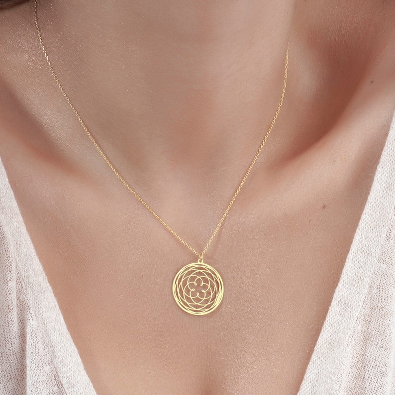 Elegant Rose of Venus Necklace, Sterling Silver Rose of Venus Charm, Sacred Geometry Jewelry, Symbolic Love Pendant, Venus Flower Pendant image 2