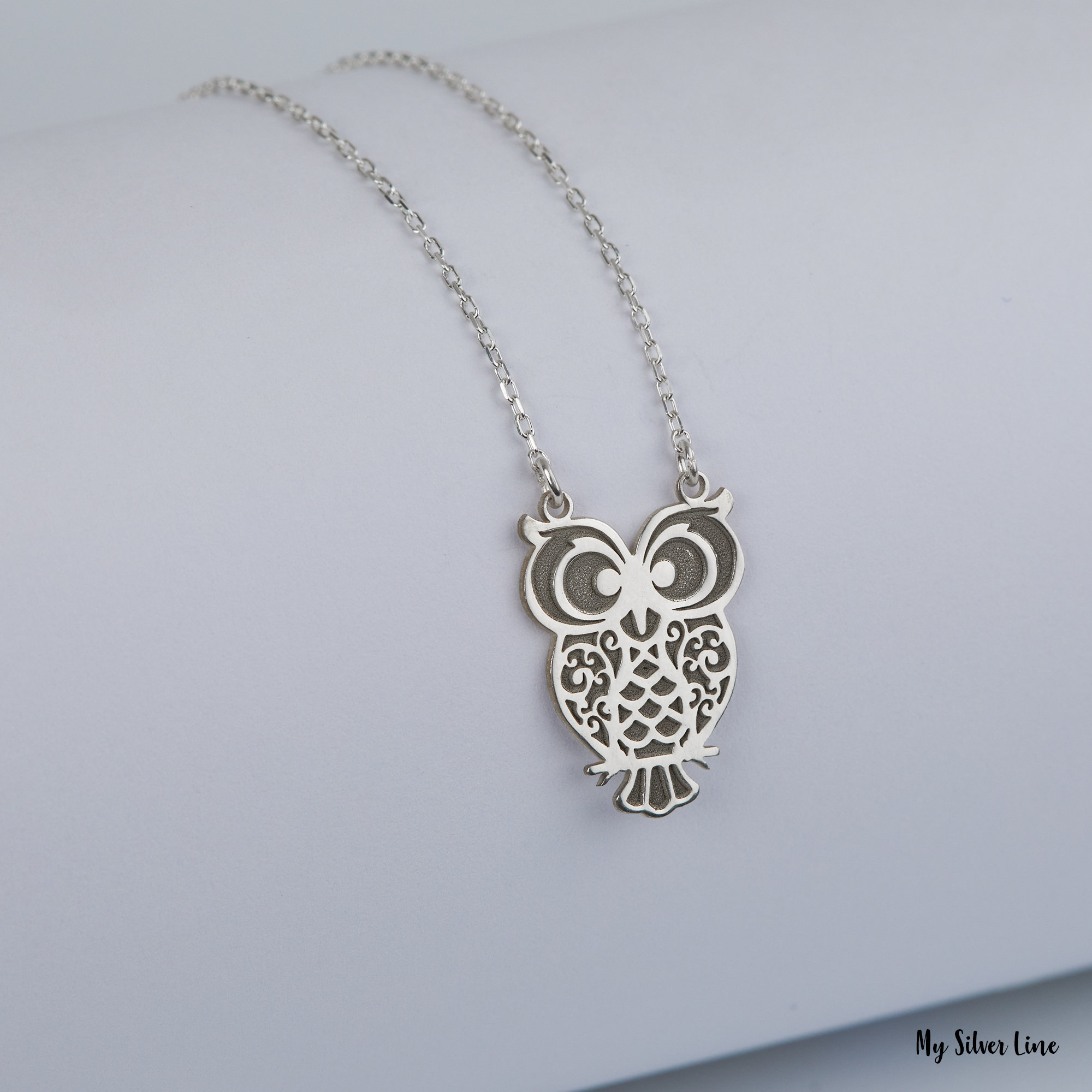 Owl Necklace in Sterling Silver Owl Jewelry Gift for Her Etsy