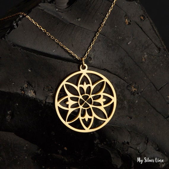 Collana Mandala in argento sterling: ciondolo con fiore della vita e geometria sacra - Italia