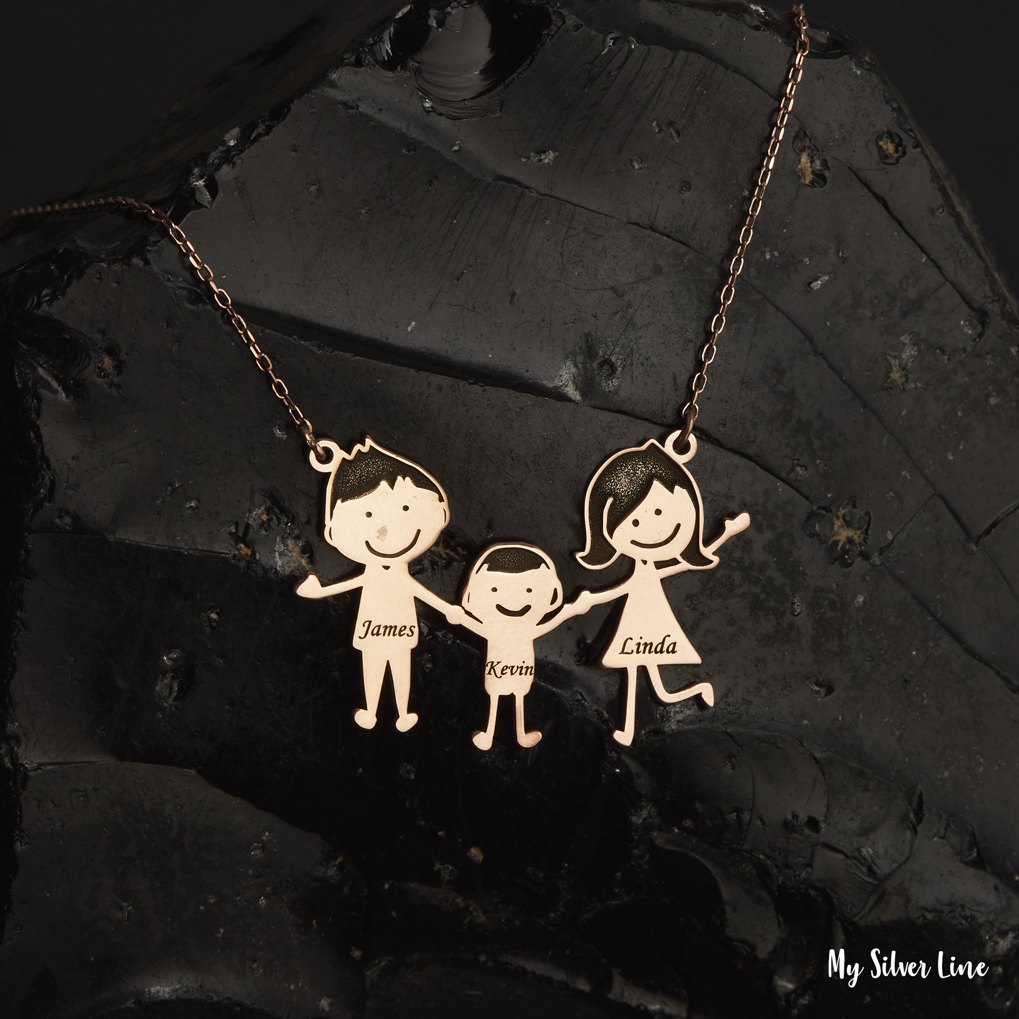 Rose gold deals family necklace