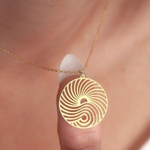 Sun and Wave Necklace, Wave Sun Jewelry in Sterling Silver, Ocean Pendant, Wave and Sun Mandala, Surf Necklace Beach Love, Ocean Wave Charm image 7