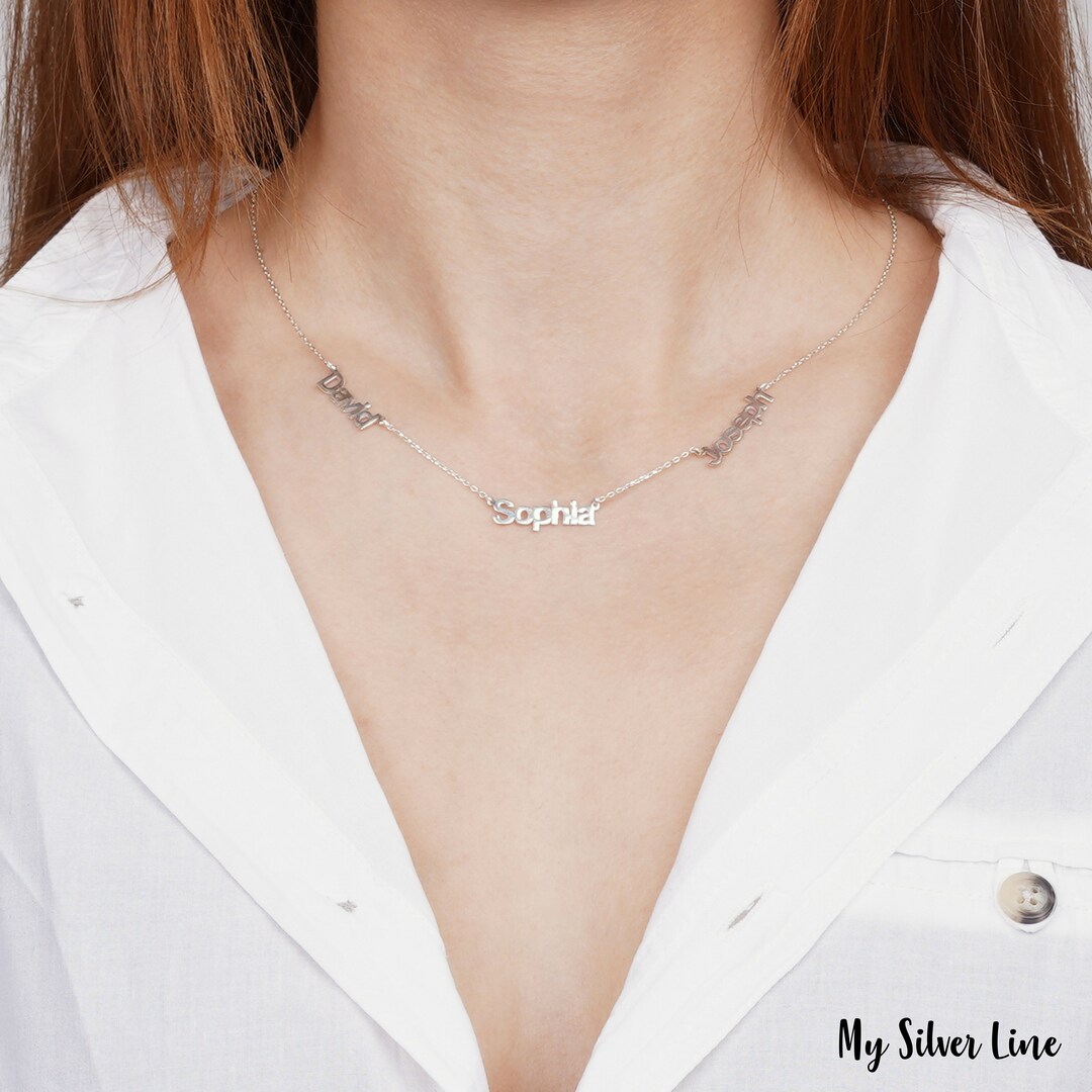 Multiple Name Necklace Family Necklace in Sterling Silver - Etsy