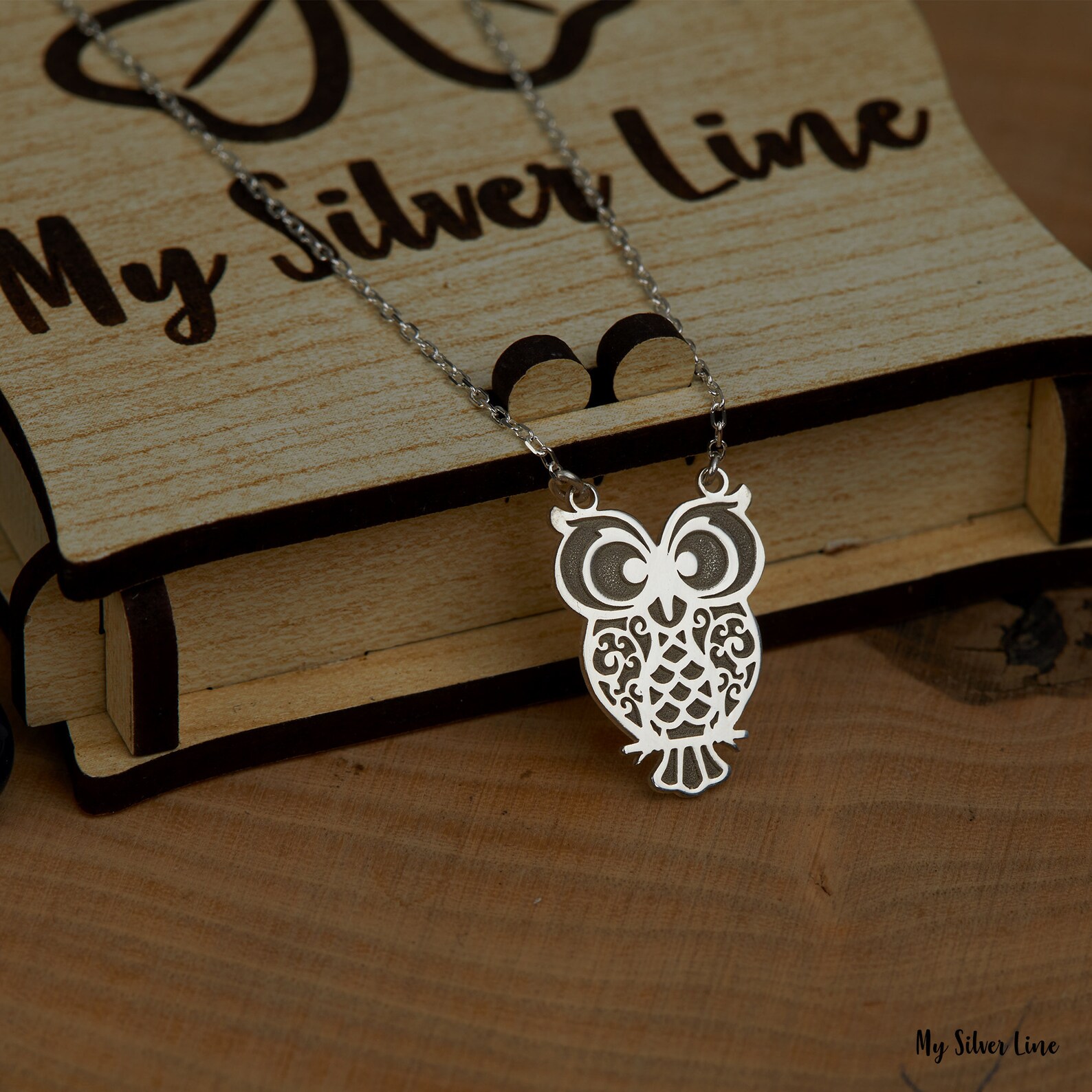 Owl Necklace in Sterling Silver Owl Jewelry Gift for Her Etsy