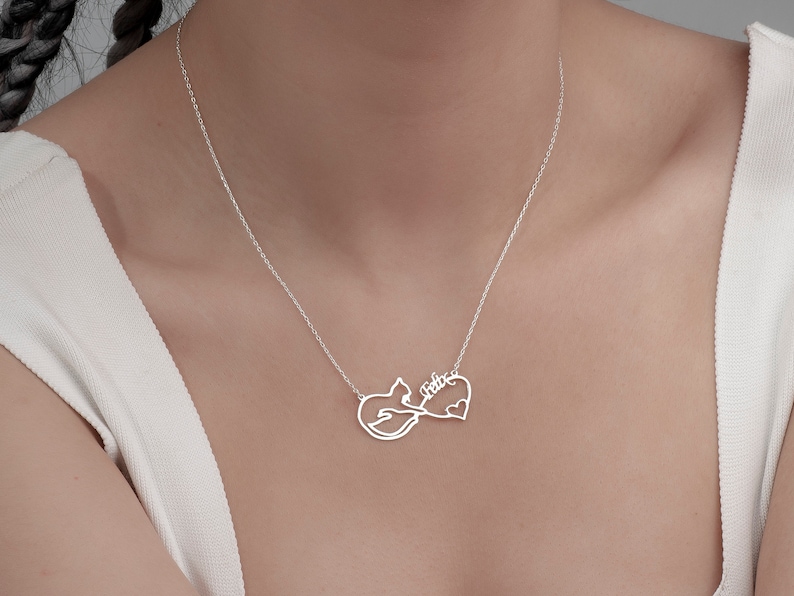 Cat Infinity Necklace in Sterling Silver, Custom Cat Jewelry, Gift for Cat Lover, Cat Memorial Necklace, Eternal Cat Love Pendant, Cat Charm image 3