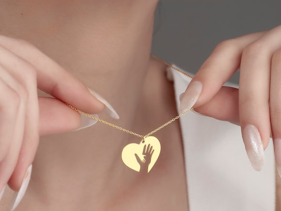WOSTU Regalo di gioielli per la festa della mamma Collana con ciondolo con impronta di bambino in argento sterling 925 Collana a catena apribile a forma di cuore per l'amante – acquista