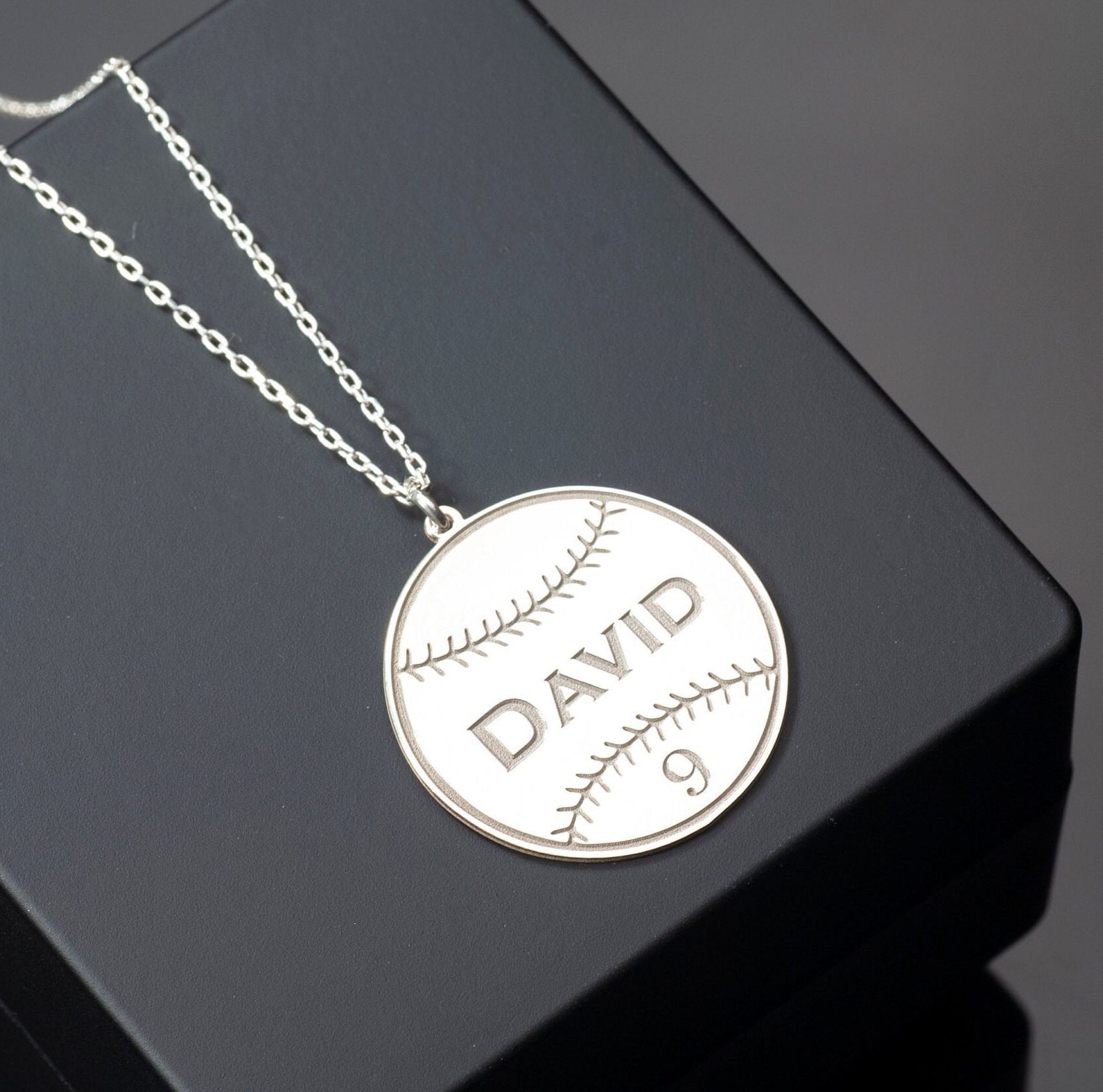 Custom Baseball Jewelry in Sterling Silver, Jersey Number Name Necklace, Gift for Coach, Custom Sports Jewelry, Gift for Baseball Player