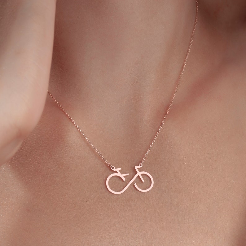 Infinity Bicycle Necklace, Sterling Silver Bicycle Pendant, Biking Inspired Charm, Cyclist Necklace, Biking Sport Gifts, Cycling Jewelry image 3