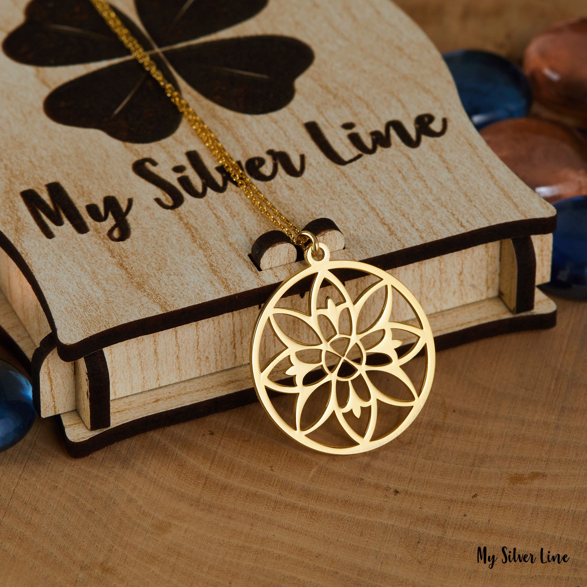 Collana con fiore mandala in argento sterling: ciondolo per meditazione - Italia