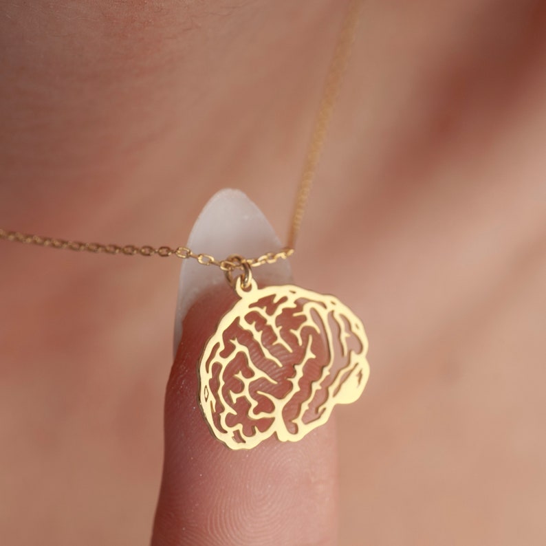 Brain Jewelry in Sterling Silver, Dainty Brain Necklace, Human Brain Charm, Anatomy Gift Charm, Emotional Logical Pendant, Gift for Doctors image 8