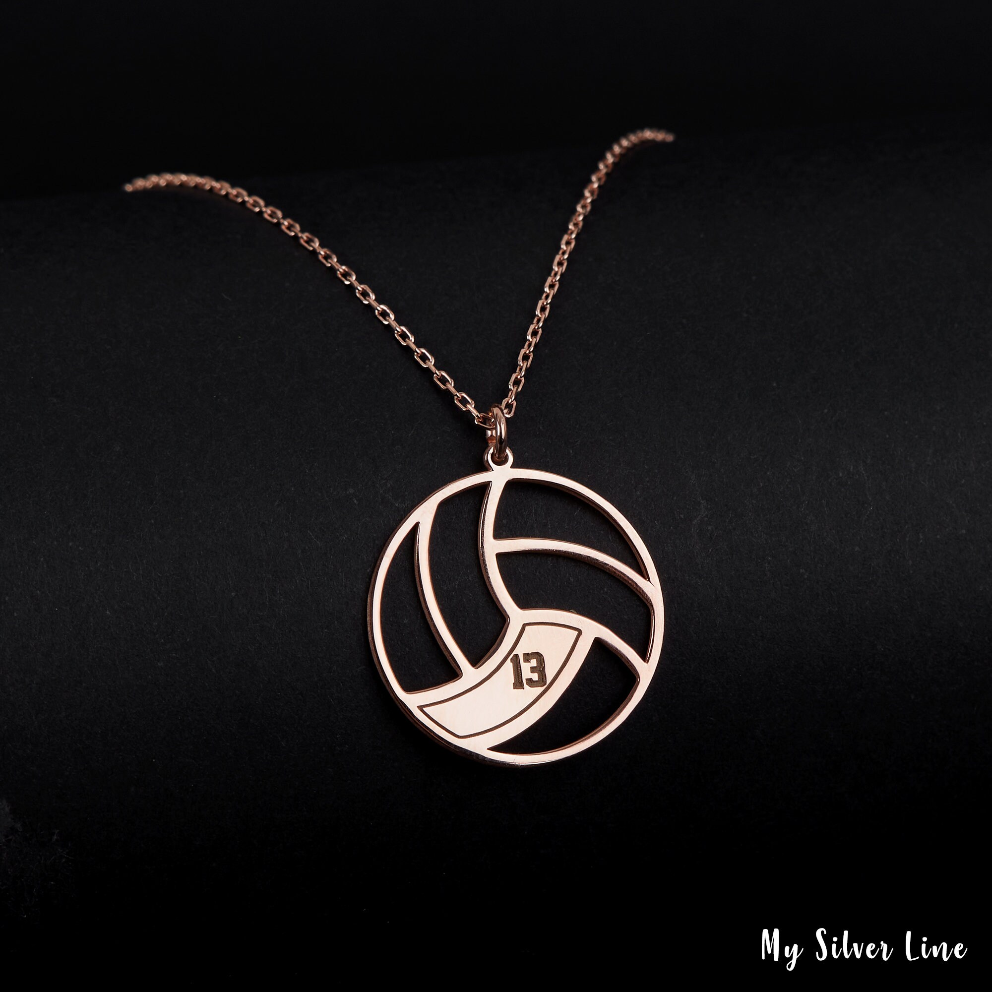Volleyball Necklace Custom Volleyball Pendant Volleyball Etsy