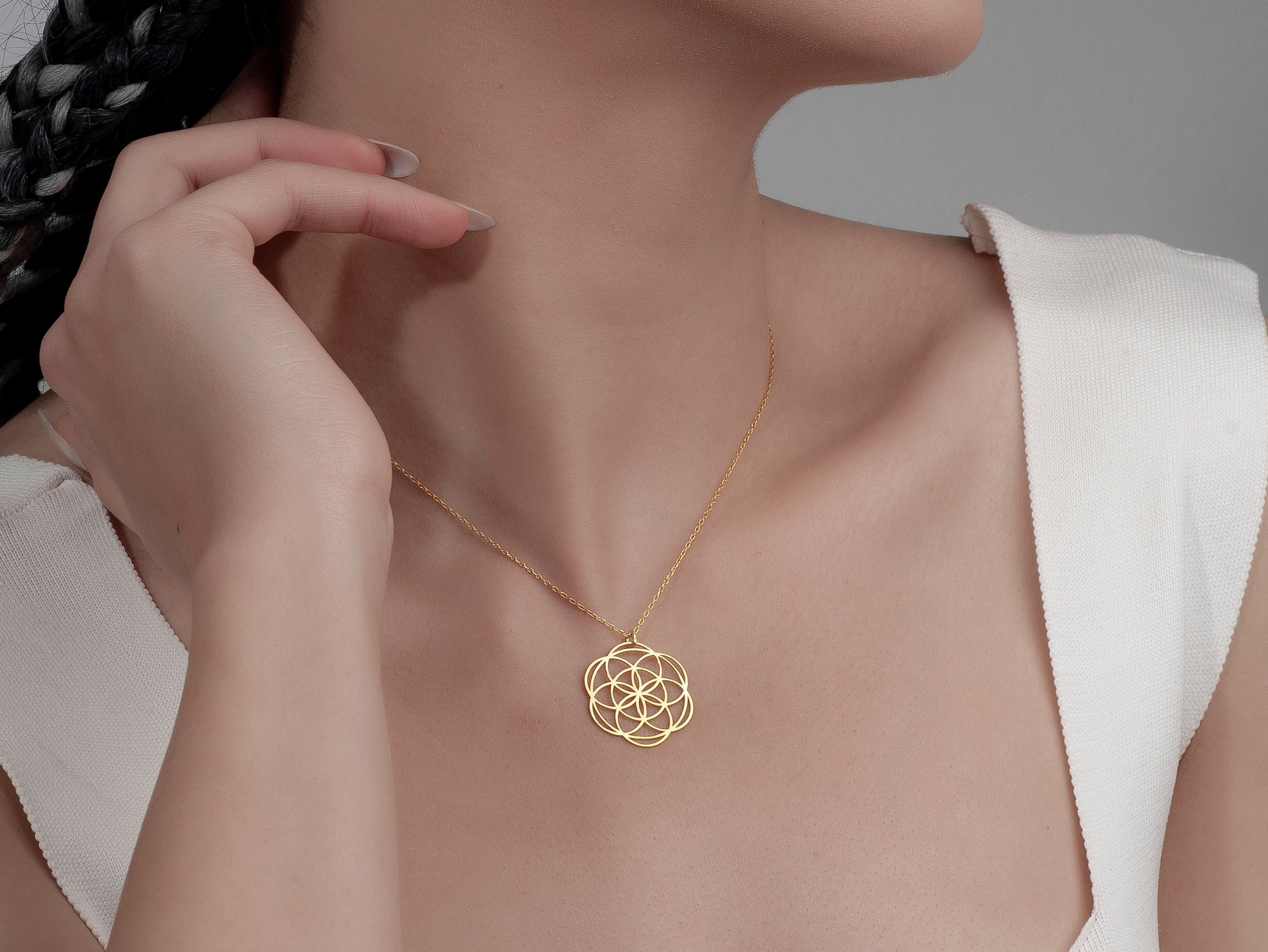 Collana in argento sterling 925 Seme della vita: gioielli di geometria sacra - Italia