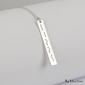 Custom Morse Code Necklace, Sterling Silver Morse Code Pendant, Secret Message, Gift for Her, Morse Jewelry, Personalized Hidden Message