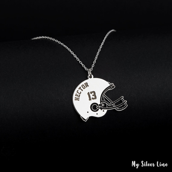 Football Helmet with Number and Engraved Name Pendant Football Helmet with Number and Engraved Name Pendant