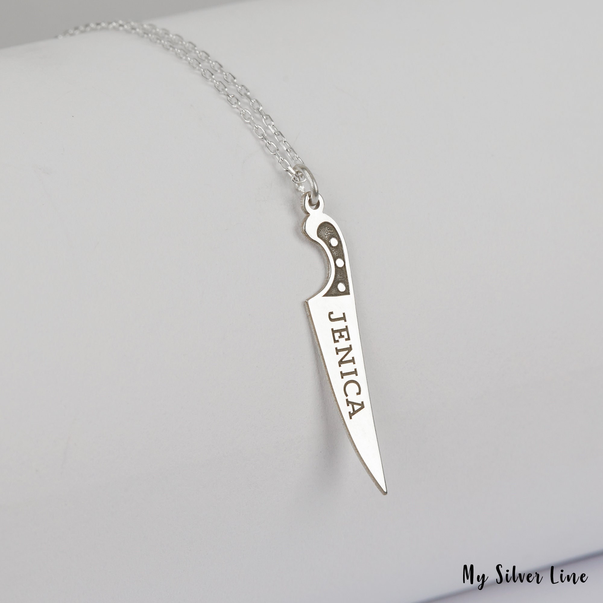 Custom Chef Knife Necklace Sterling Silver Knife Necklace Etsy