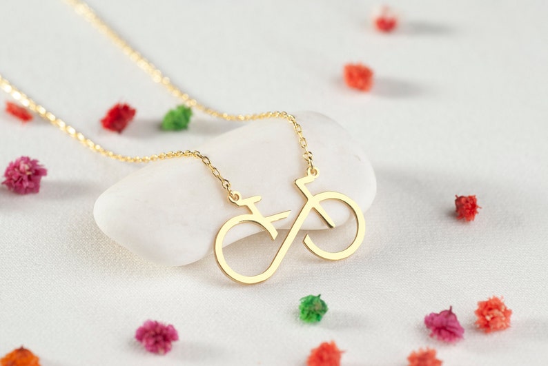 Infinity Bicycle Necklace, Sterling Silver Bicycle Pendant, Biking Inspired Charm, Cyclist Necklace, Biking Sport Gifts, Cycling Jewelry image 2