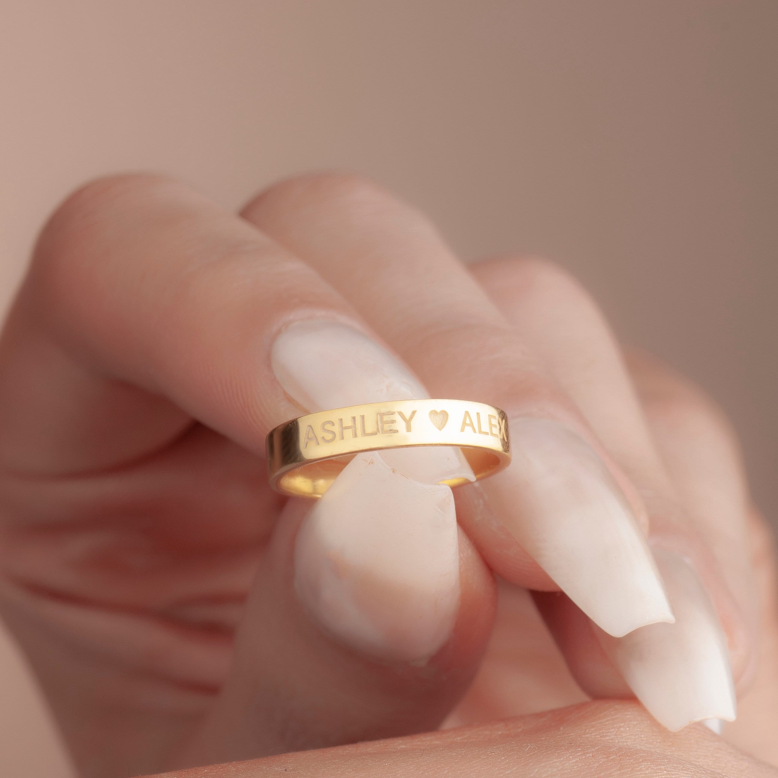 Custom Name Ring in Sterling Silver, Engraved Band Ring, Personalized Ring, Gift for Couples, Stackable Custom Ring, Both Sides Engravable