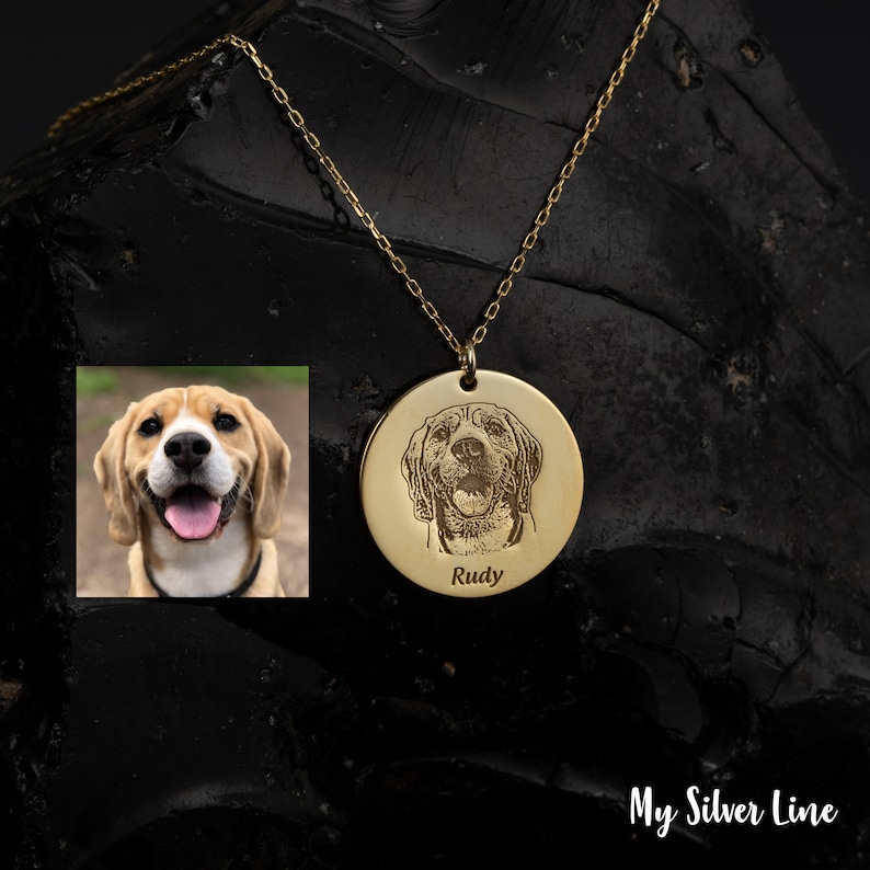 Pet Photo Necklace in Sterling Silver Pet Memorial Gift Dog Etsy