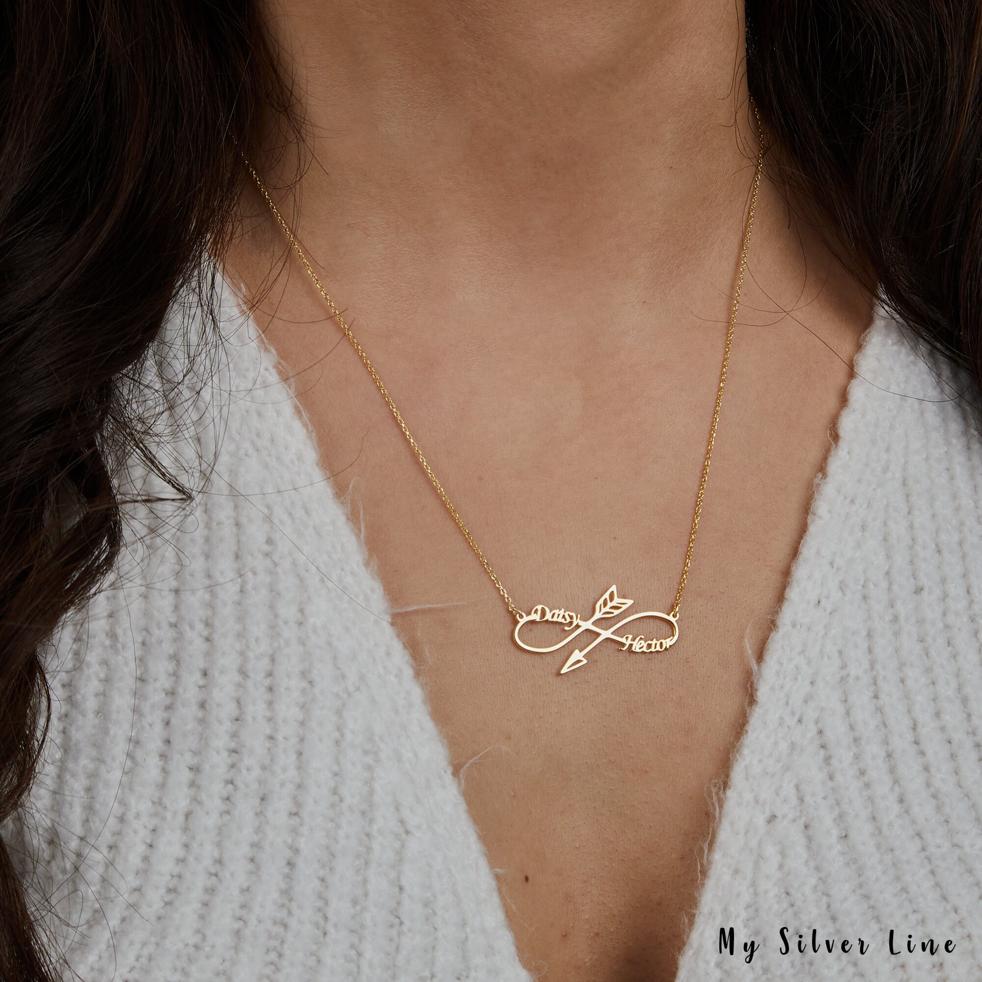 Infinity Arrow Necklace Sterling Silver Infinity Necklace Etsy