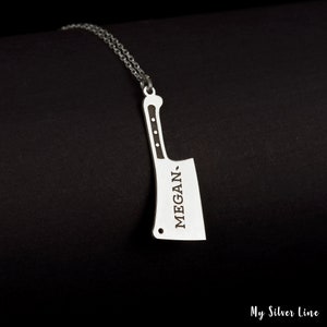 Personalized Sterling Silver Cleaver Necklace: Custom Chef Jewelry