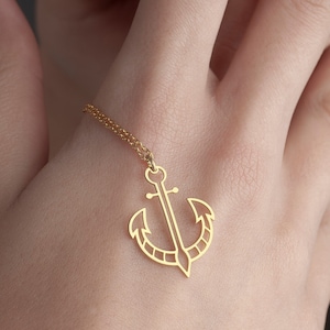 Dainty Anchor Necklace, Anchor Pendant in Sterling Silver, Anchor Jewelry, Nautical Necklace, Sailor's Gift, Geometric Anchor Necklace image 5