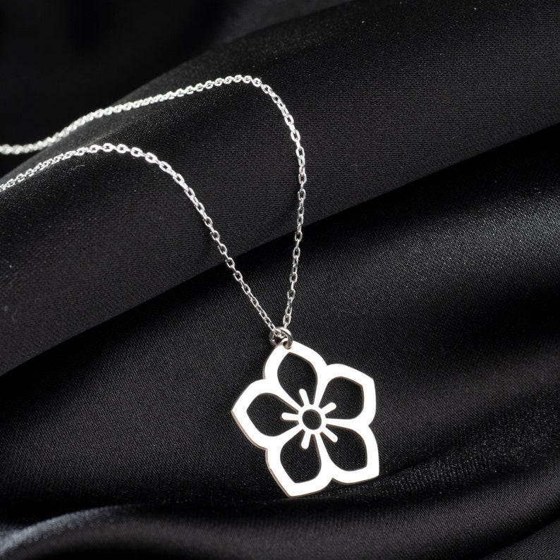 Cherry Blossoms Necklace in Sterling Silver, Sakura Jewelry, Gift for Her, Dainty Japanese Flower Charm,, Floral Jewelry, Necklace for Women image 5