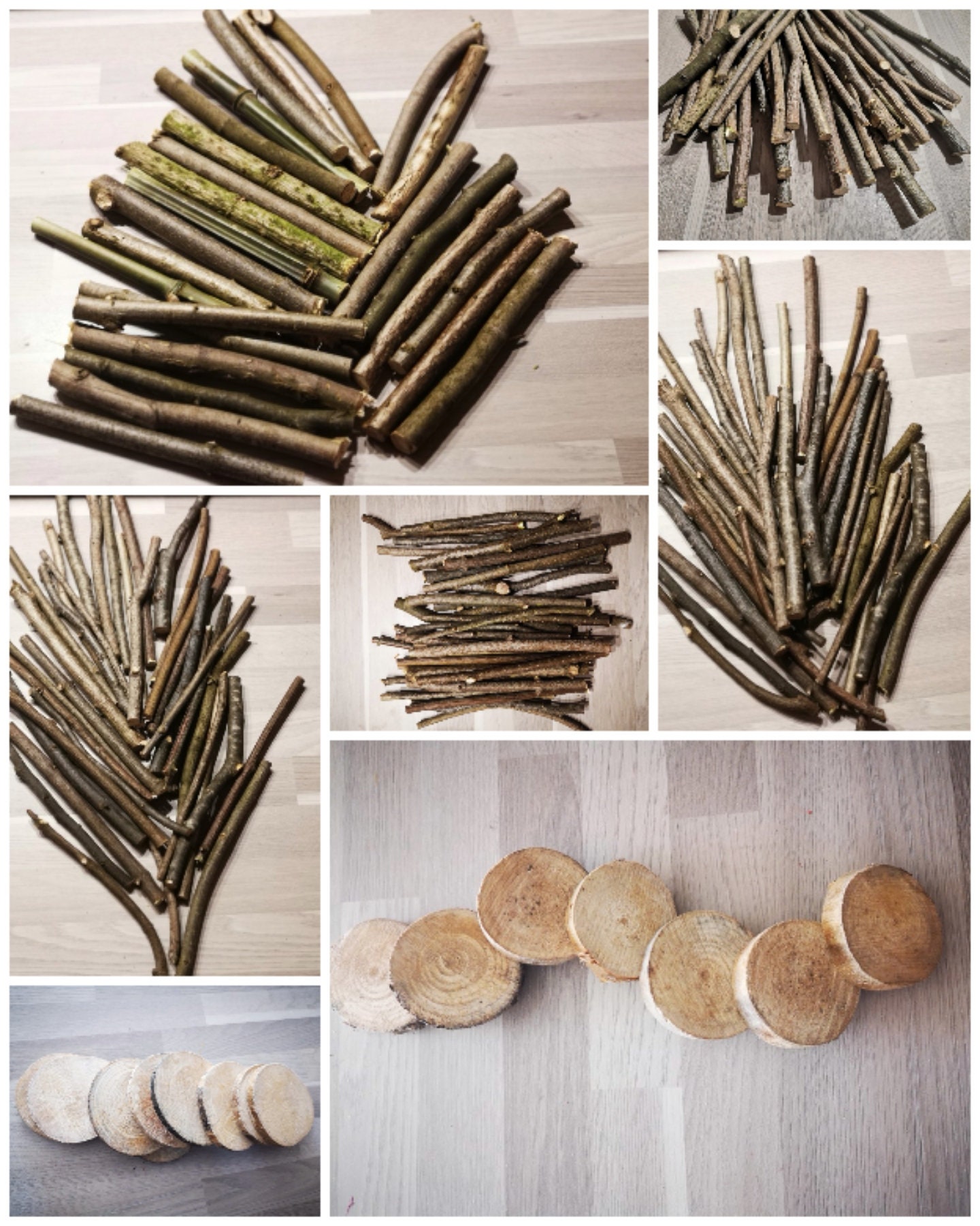 Diy Artisanat Pack 50 Pièces = 30 Baguettes 20 cm-Diamètre 0-2.5 + Rondelles Mélange d'érable, Hêtre