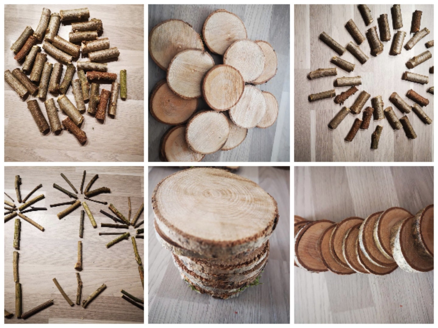 Diy Artisanat Pack 30 Pièces = 20 Baguettes 5 cm - Diamètre 0-2.5 + 10 Rondelles Frêne 3-15 de Bois 