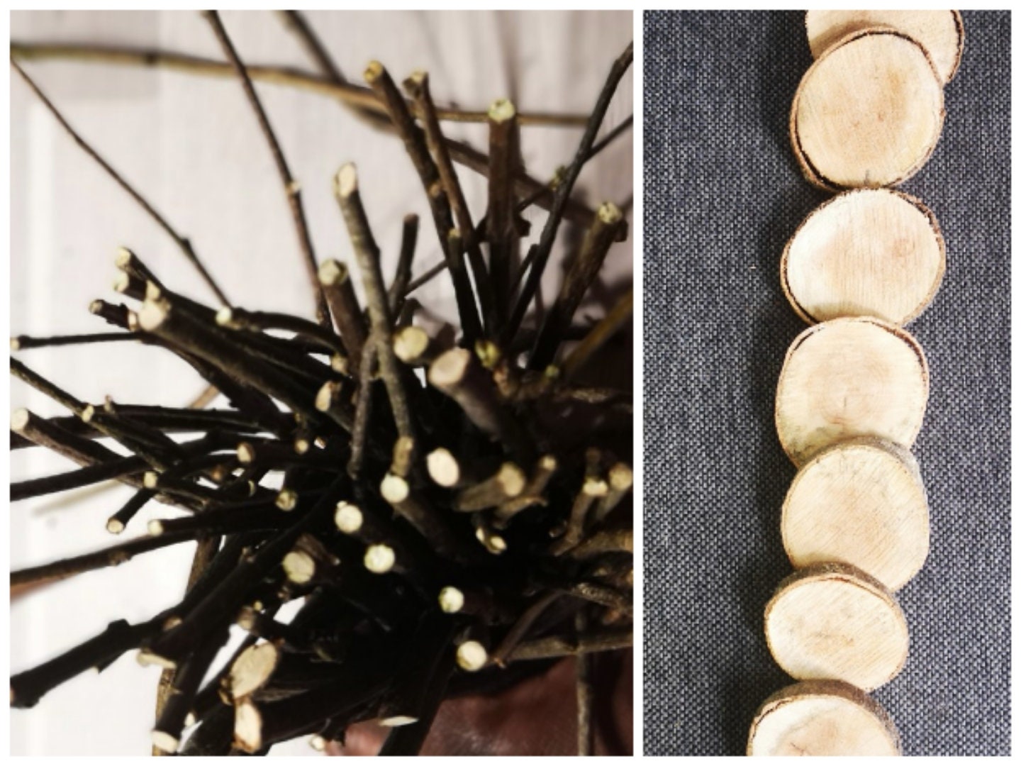 Diy Artisanat Pack 40 Pièces = 30 Baguettes 20 cm - Diamètre 0-2.5 et 10 Rondelles de Frêne 3-15 Boi