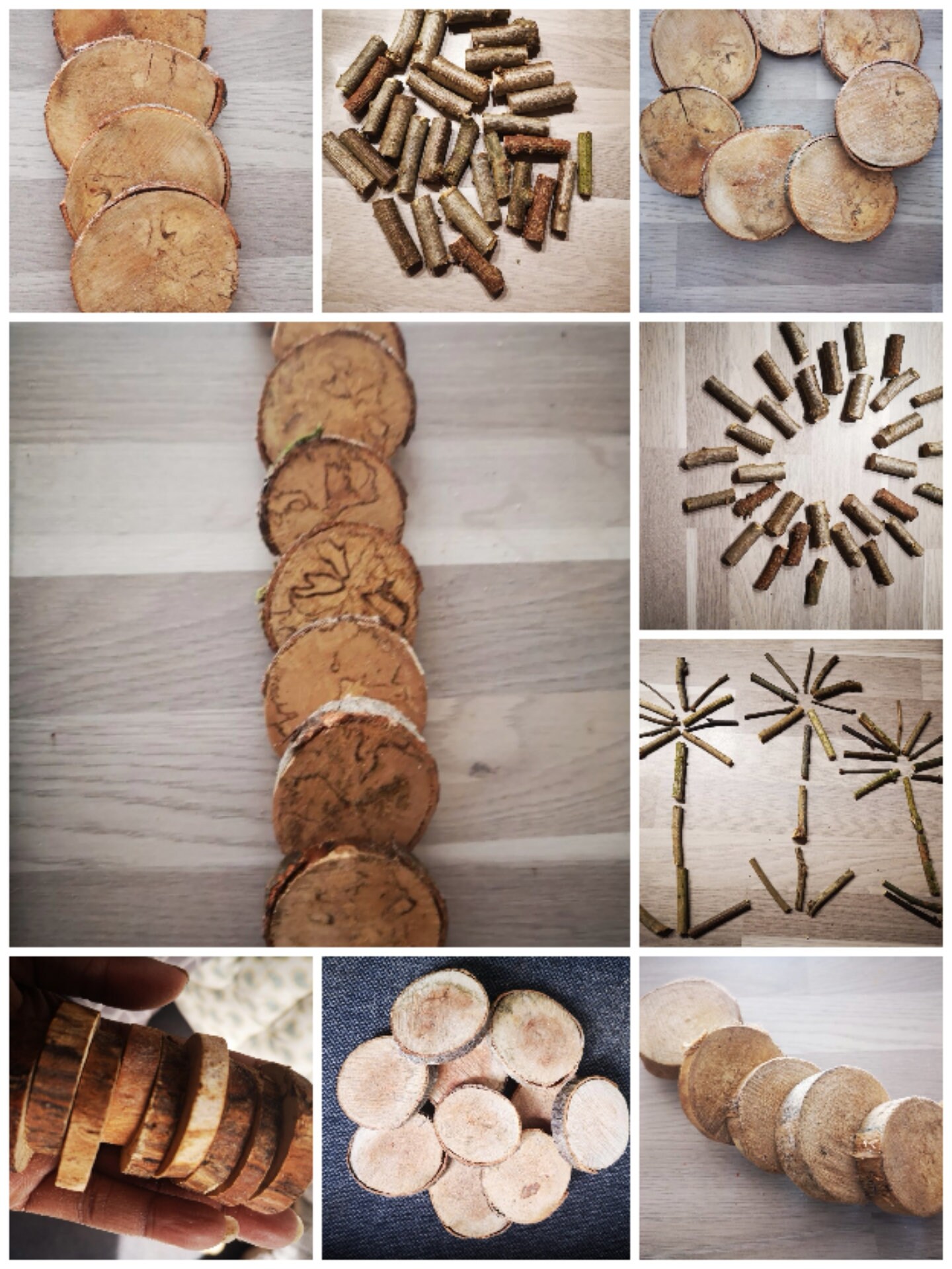 Diy Artisanat Pack 70 Pièces = 50 Baguettes 5 cm - Diamètre 0-2.5 + 20 Rondelles Hêtre 3-15 de Bois 