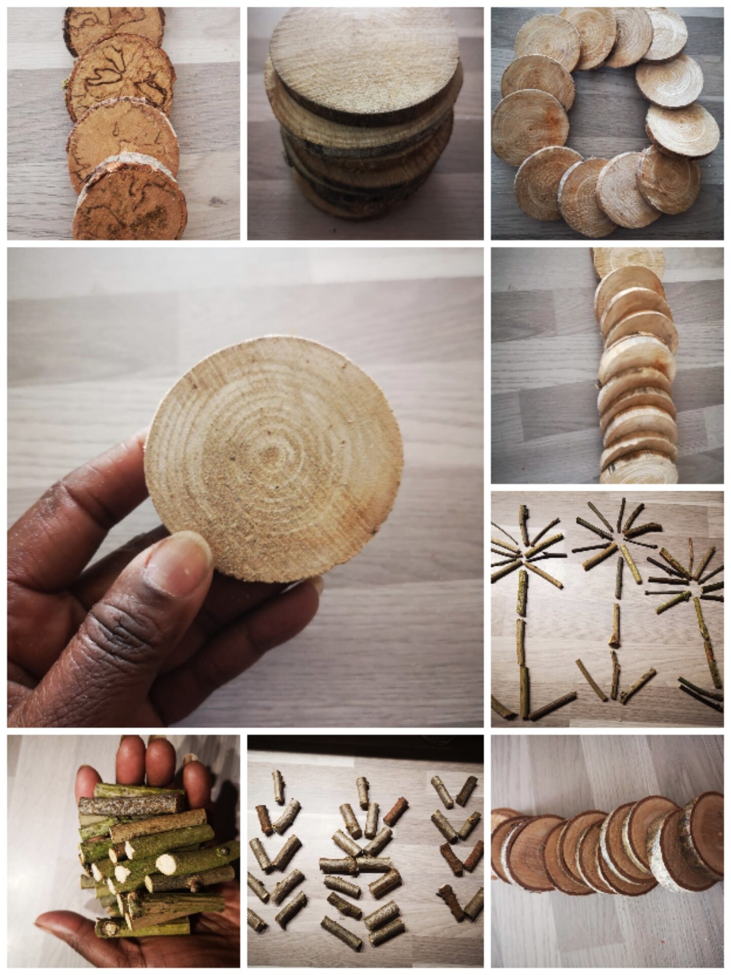 Diy Artisanat Pack 60 Pièces = 50 Baguettes 5 cm - Diamètre 0-2.5 + 10 Rondelles d'érable 3-15 de Bo