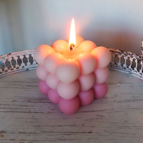 Ombre Bubble Cube Soy Pillar Candle 3 Shade Candle Bubble Cube Candle  Custom Candle Scented Candle Vegan Gift for Friend 