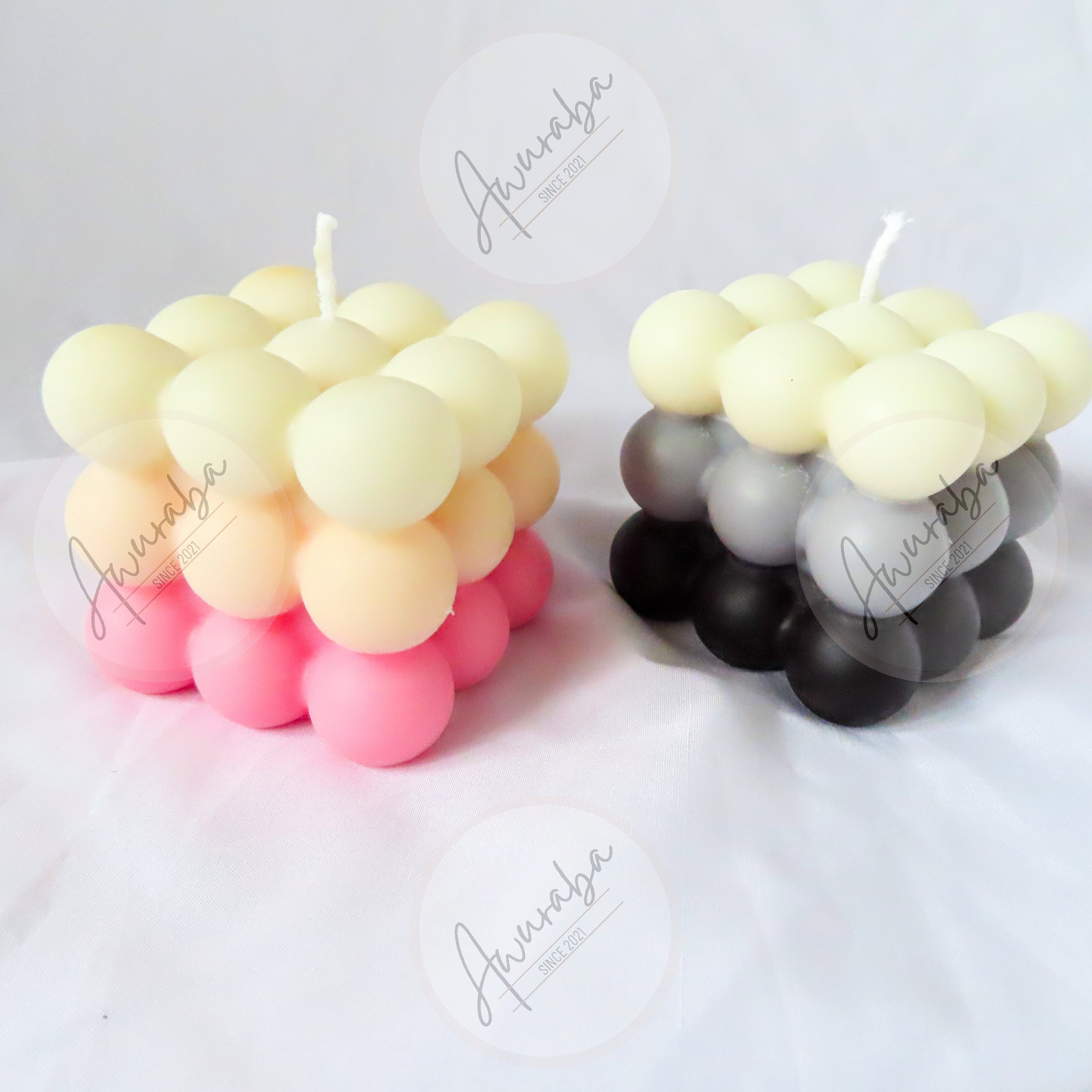 Soy Wax Bubble Cube Candle with Ombre Colour – The Happy Place Things
