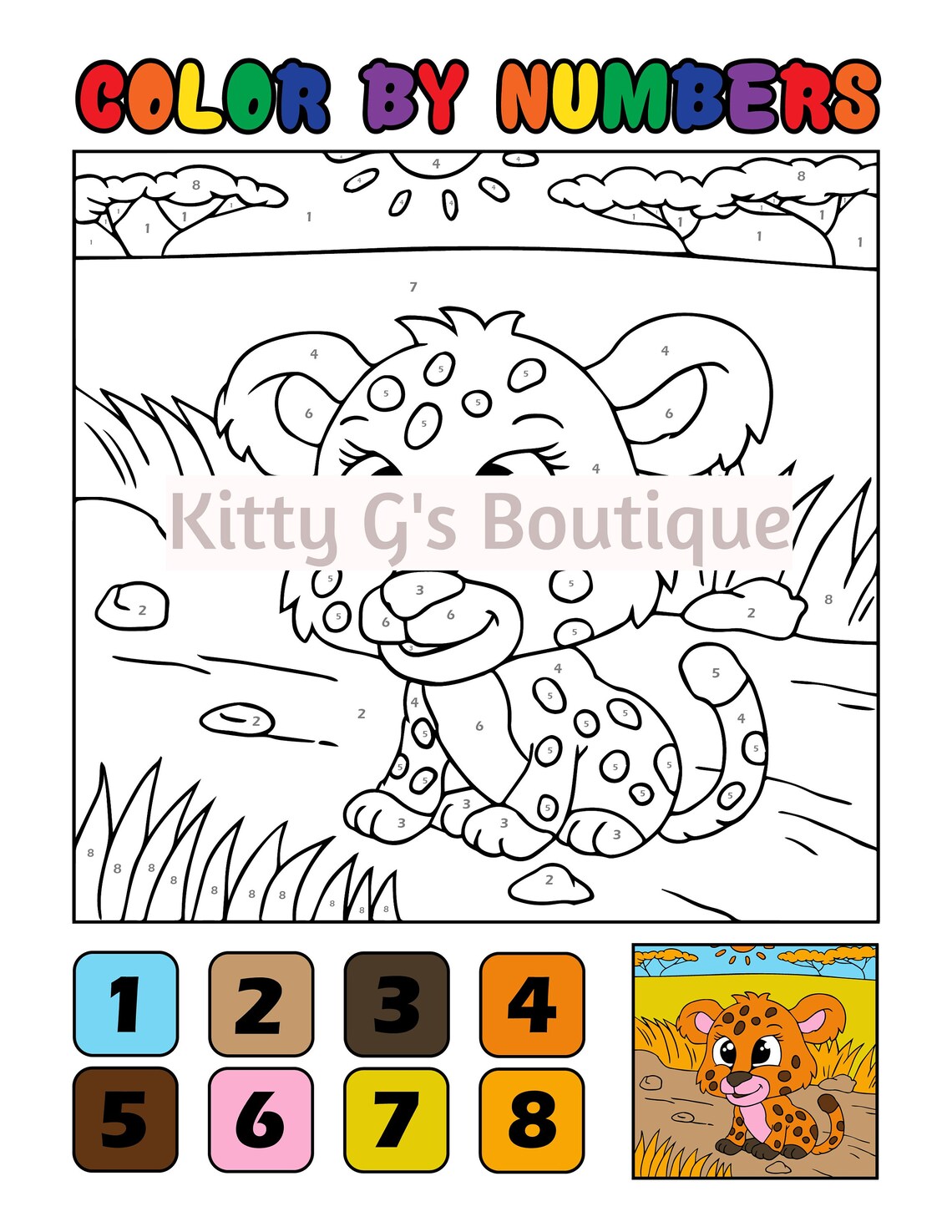 Download Kids Coloring Pages: KDP Color By Number Animals 5 Page ...