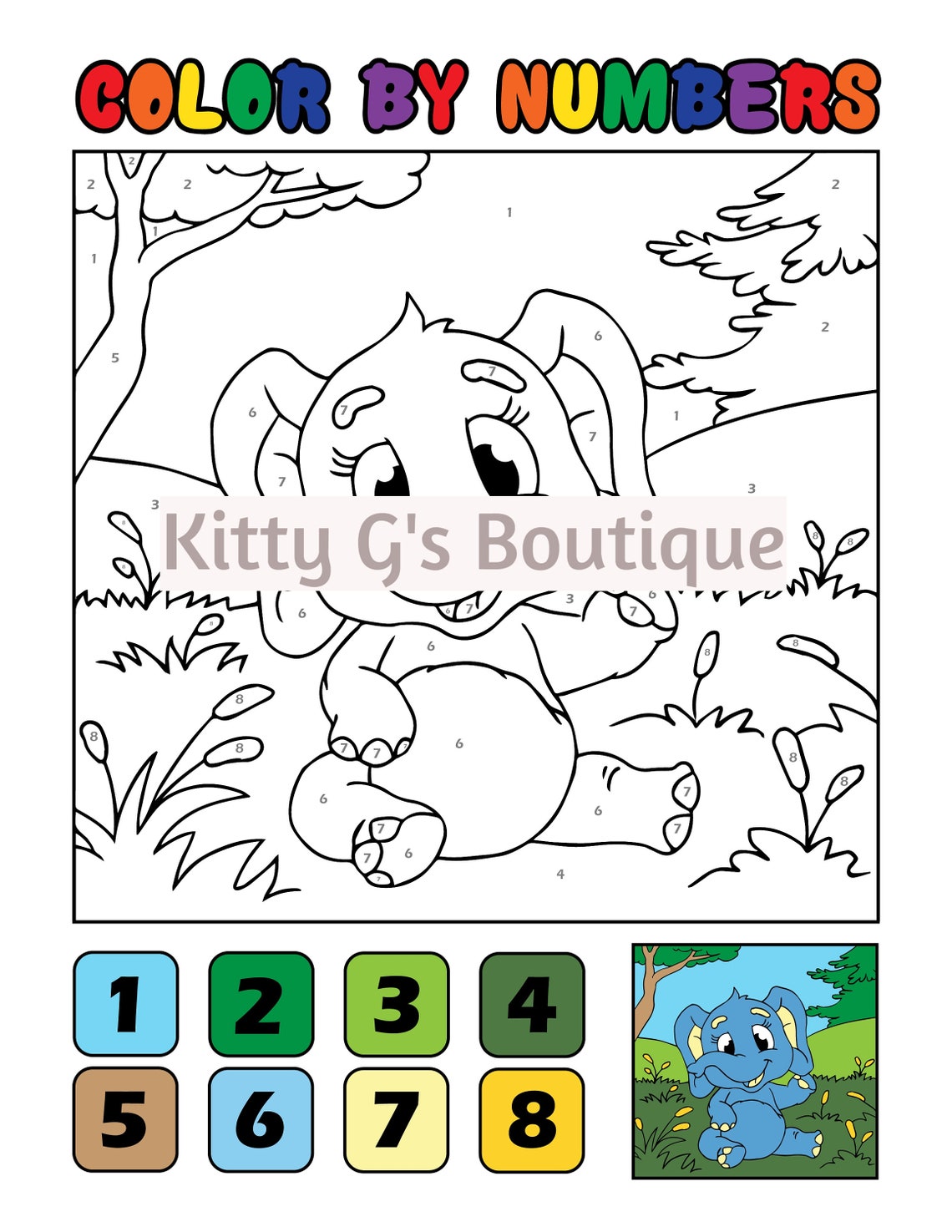Download Kids Coloring Pages: KDP Color By Number Animals 5 Page ...
