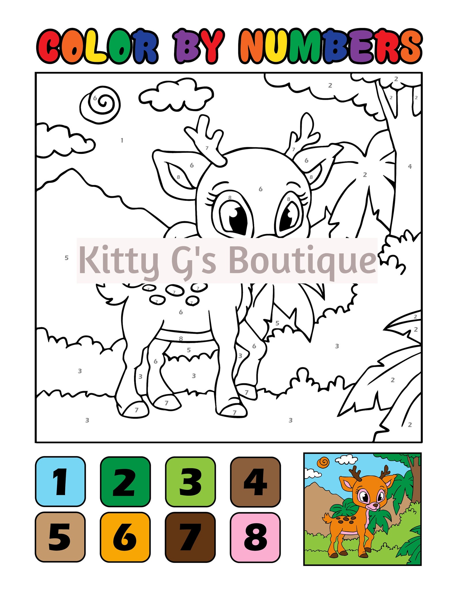 Download Kids Coloring Pages: KDP Color By Number Animals 5 Page ...