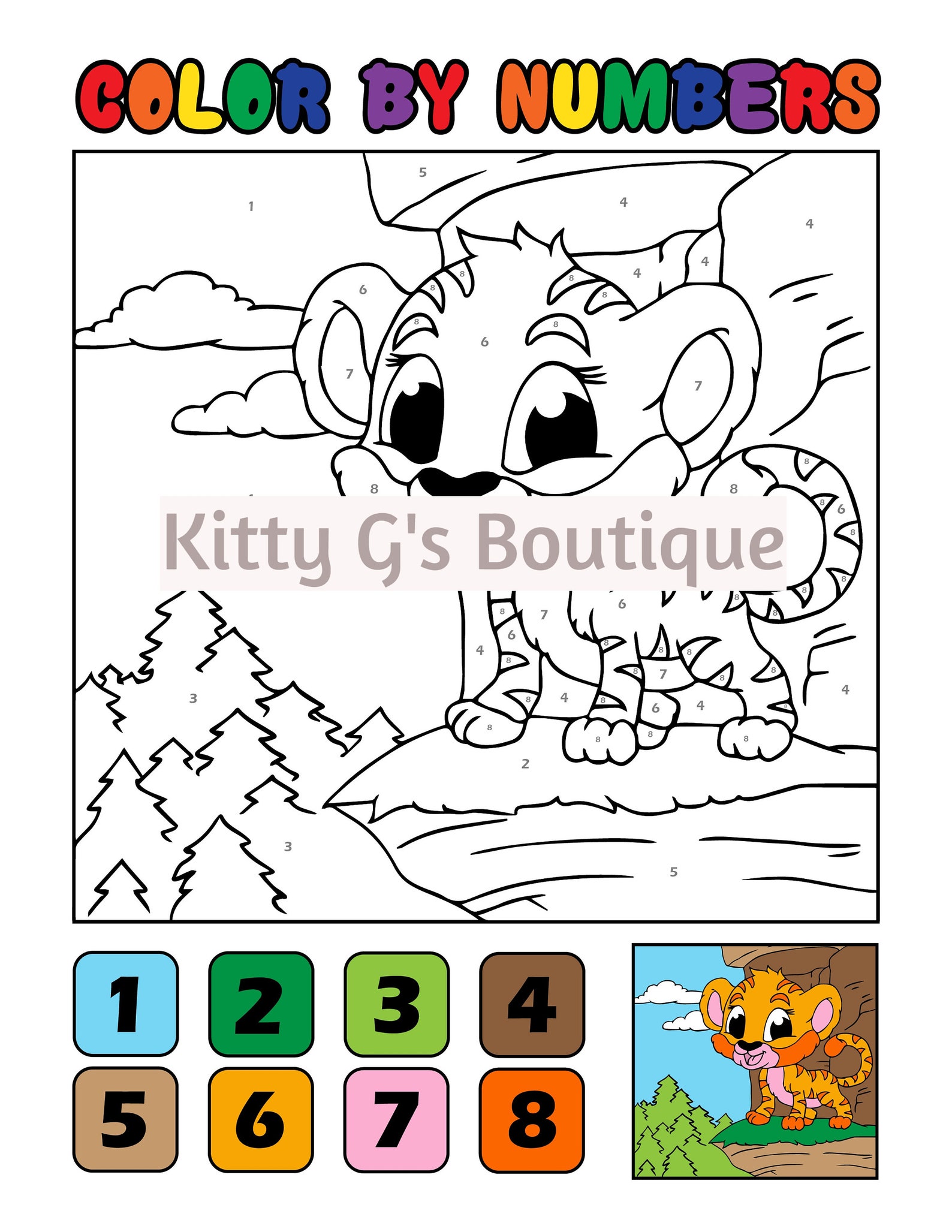 Download Kids Coloring Pages: KDP Color By Number Animals 5 Page ...