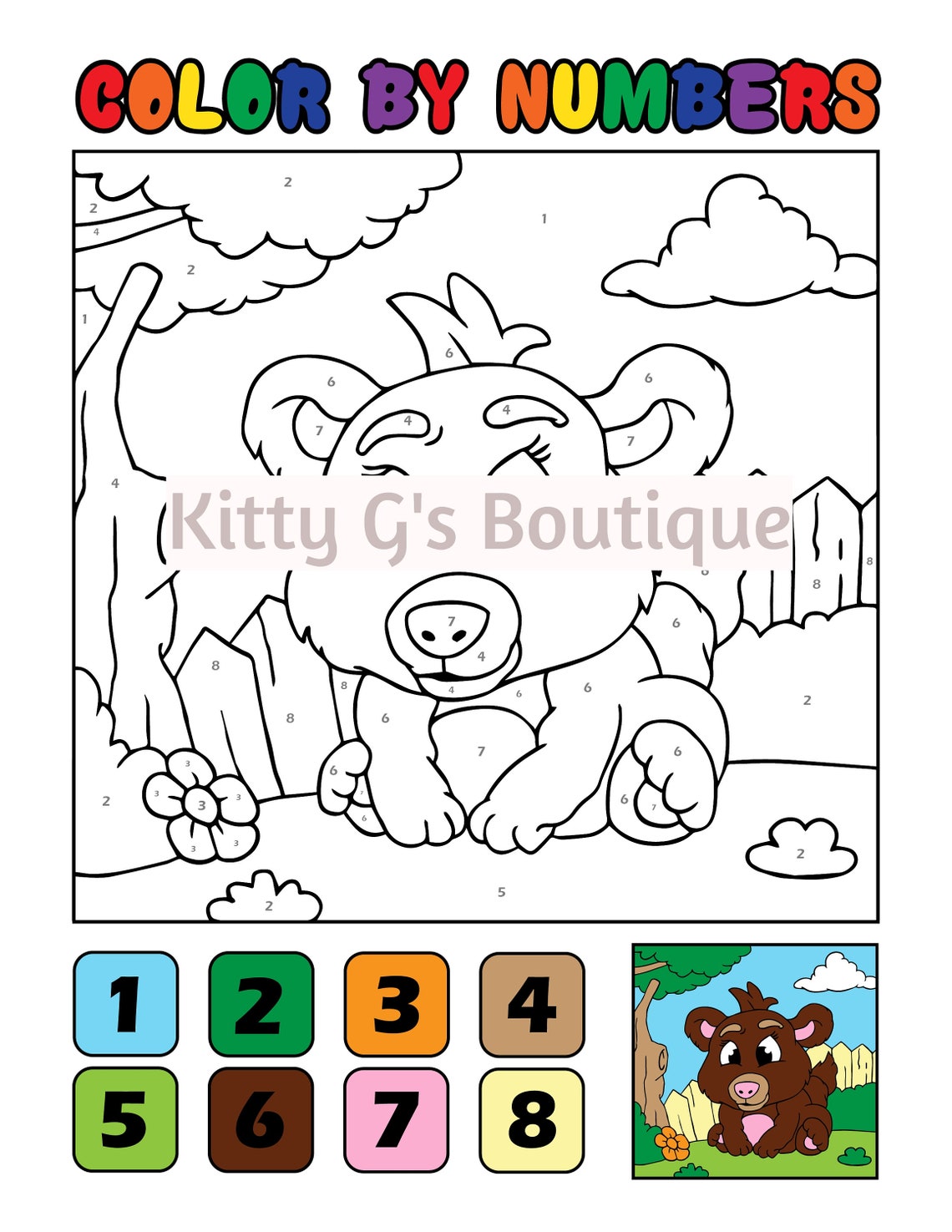 Download Kids Coloring Pages: KDP Color By Number Animals 5 Page ...