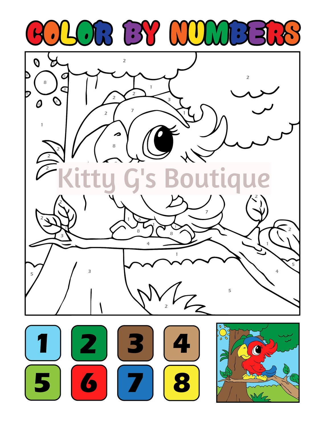 Download Kids Coloring Pages: KDP Color By Number Animals 5 Page ...