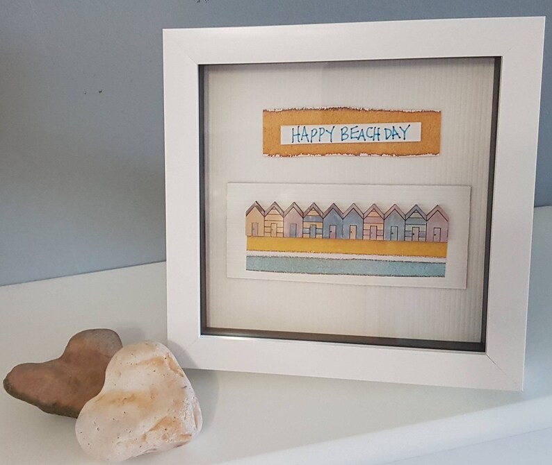 Coastal Wall Art Beach Huts Picture in Box Frame Seaside Art for Beach