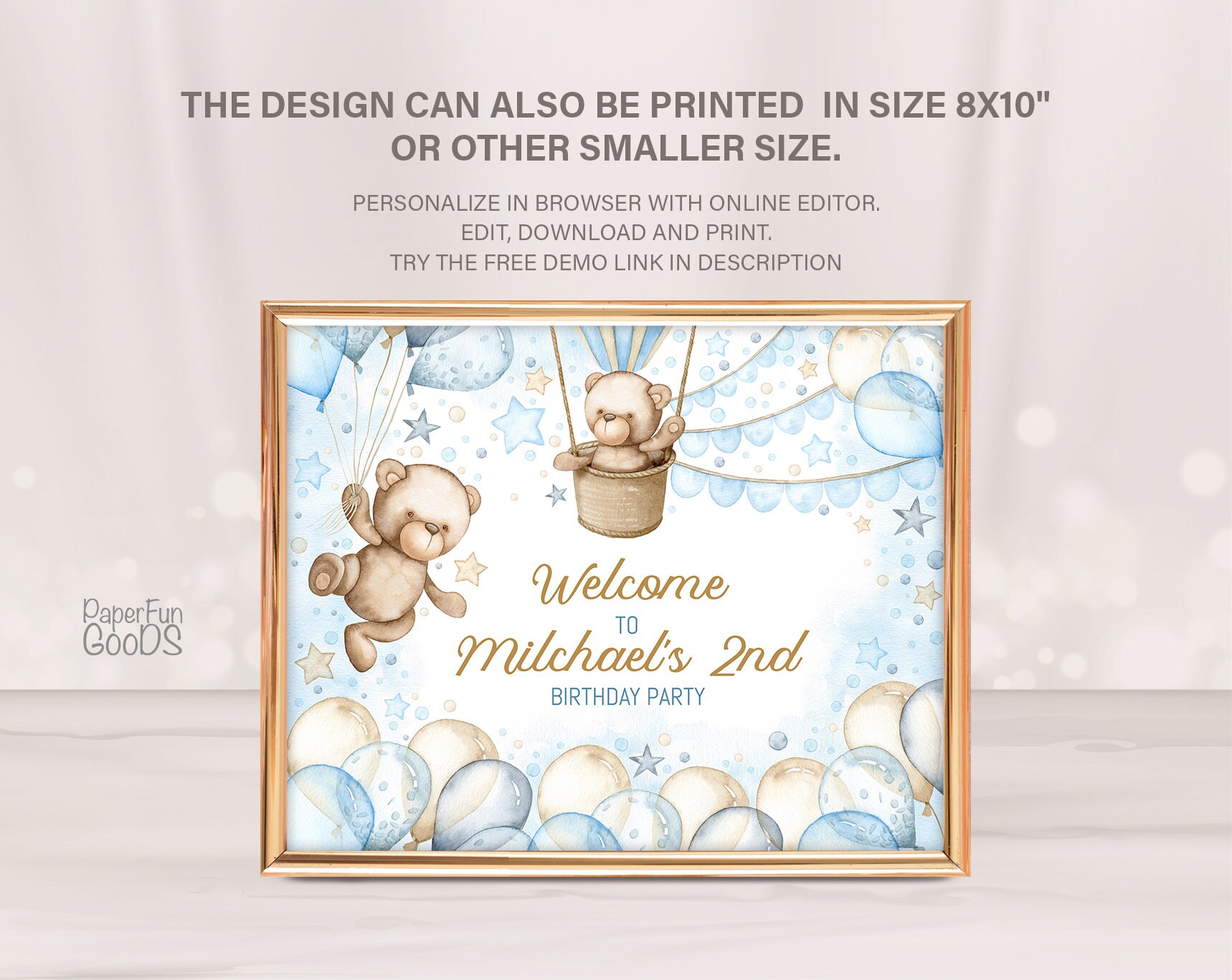 EDITABLE Birthday Welcome Sign. Personalized Baby Boy Birthday Sign ...