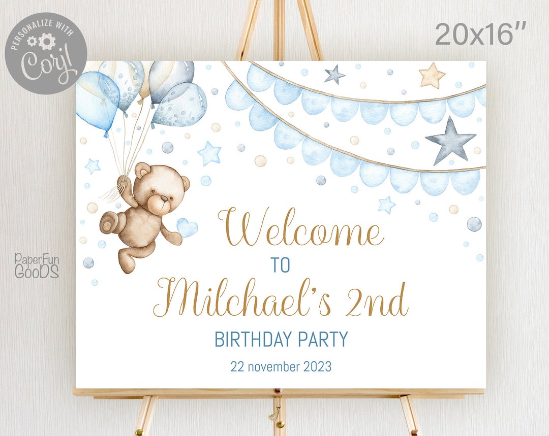 EDITABLE Birthday Welcome Sign. Personalized Baby Boy Birthday Sign ...