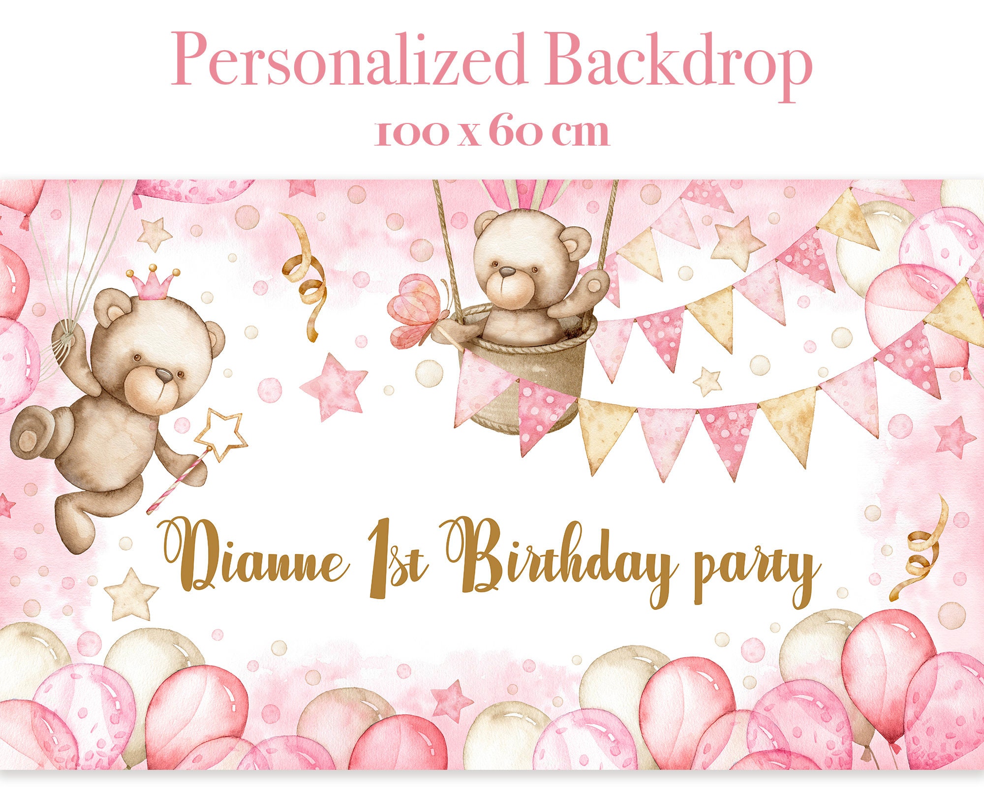 Pink Balloon Birthday Cake 39x23 inch Pink Balloon Birthday Cake 39x23 inch
