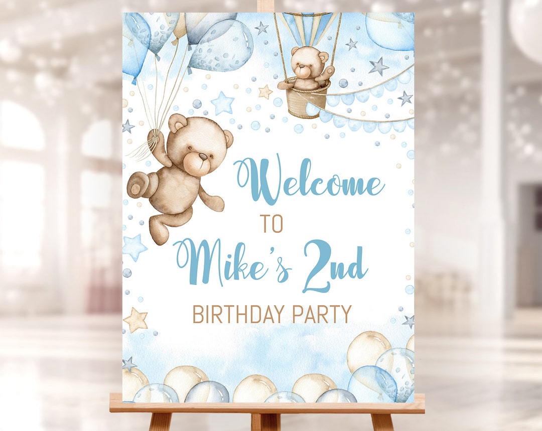 EDITABLE Birthday Welcome Sign. Personalized Baby Boy Birthday Sign ...