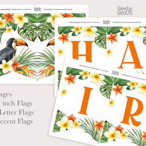 HAPPY BIRTHDAY Tropical Banner. Printable Digital Party Decoration ...