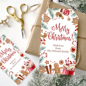 Editable Thank you Tag. Christmas, Winter, Holiday Staff Gift Tag, Festive Favor Appreciation Tag, Gingerbread Cookie Printable tag HHD